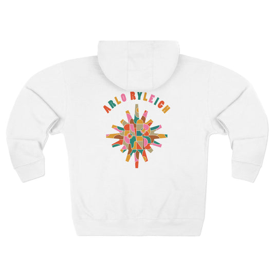 Women's AR Sunburst Stained Glass Zipped Hoodie, White