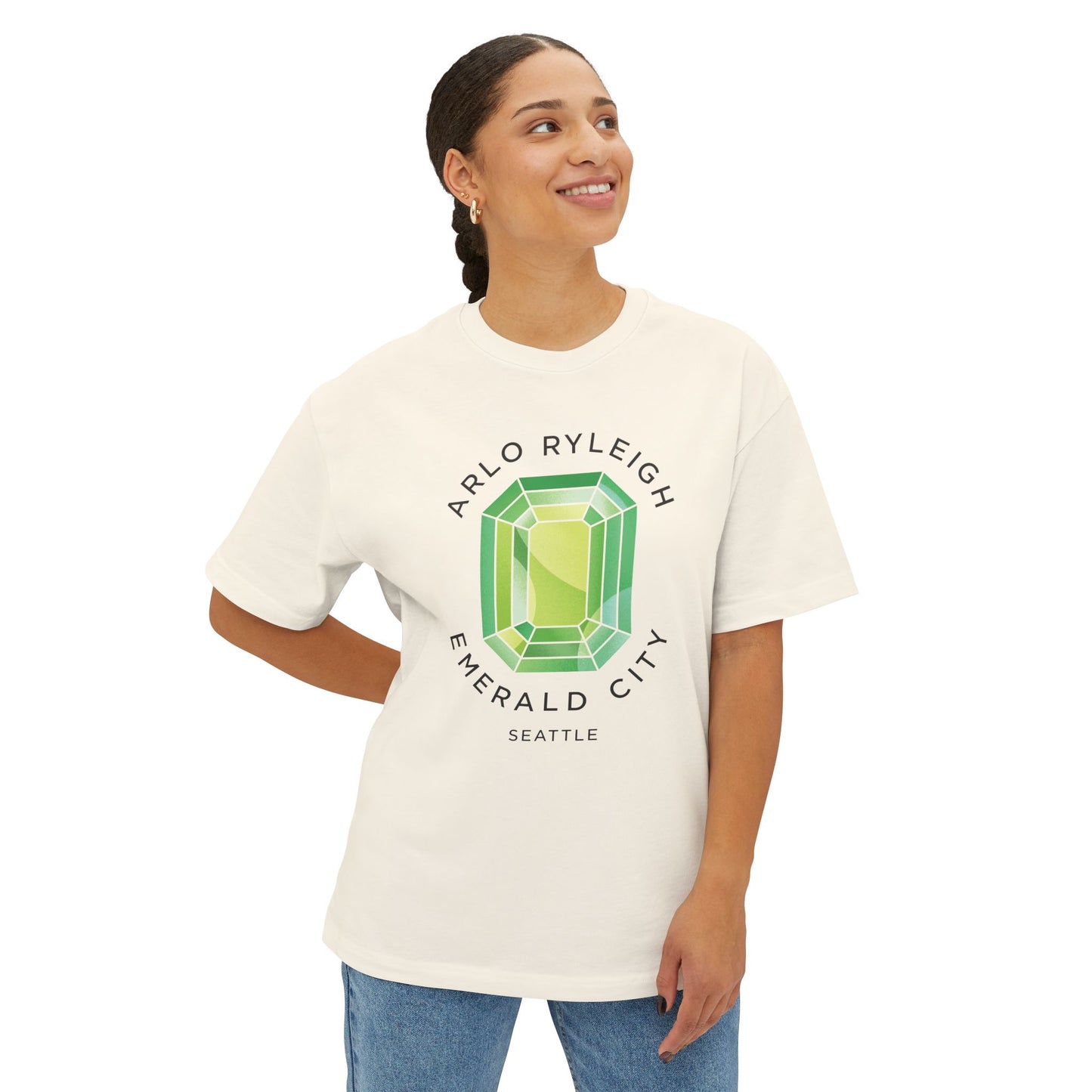 Women's Emerald City, Natural - Oversized Boxy Tee