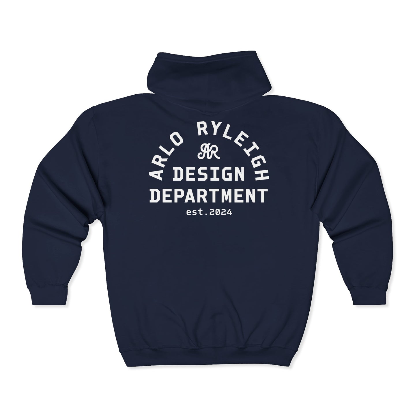 Unisex Arlo Ryleigh Design Department, Navy & White, Zip-Up Hoodie
