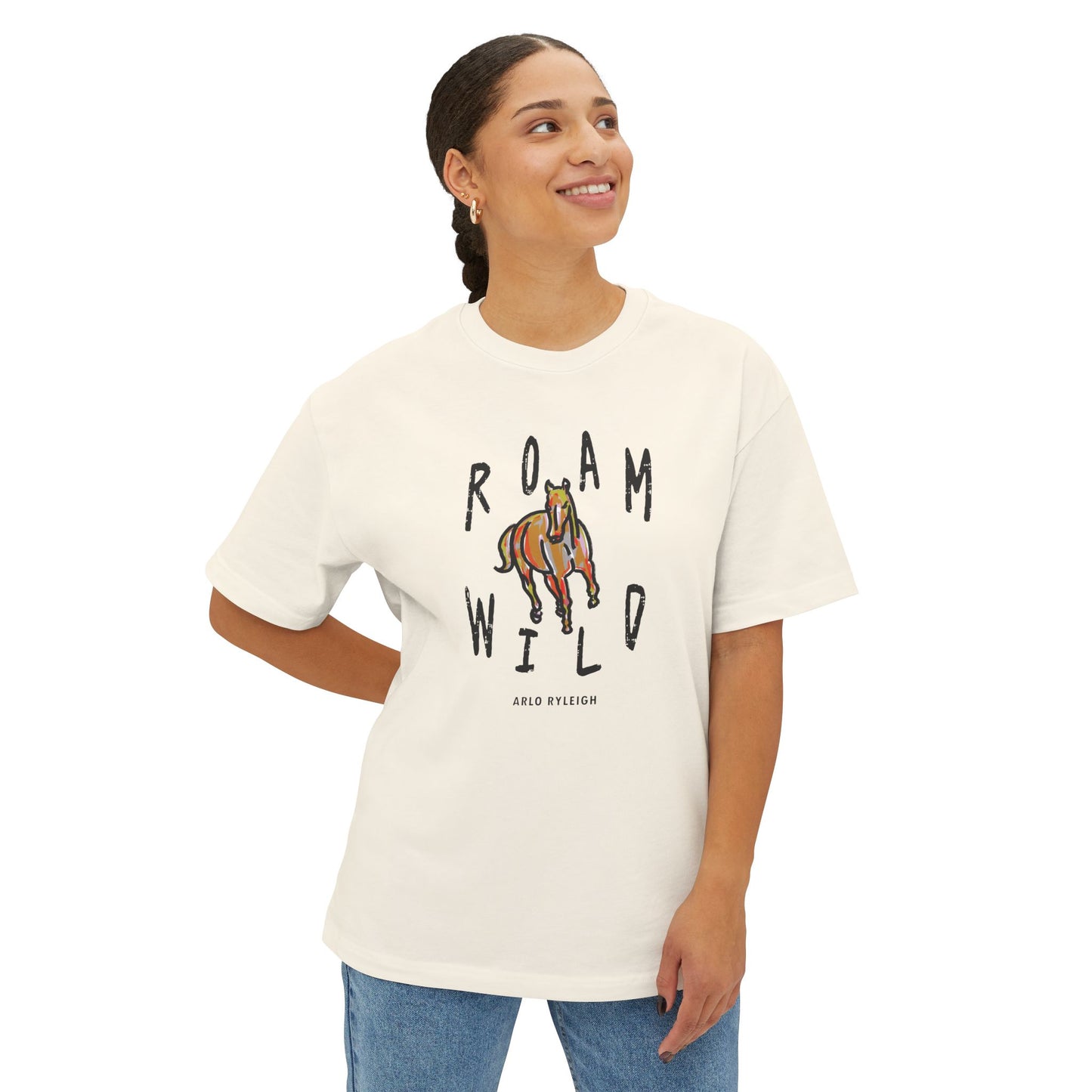 Women's Roam Wild, Natural - Oversized Boxy Tee