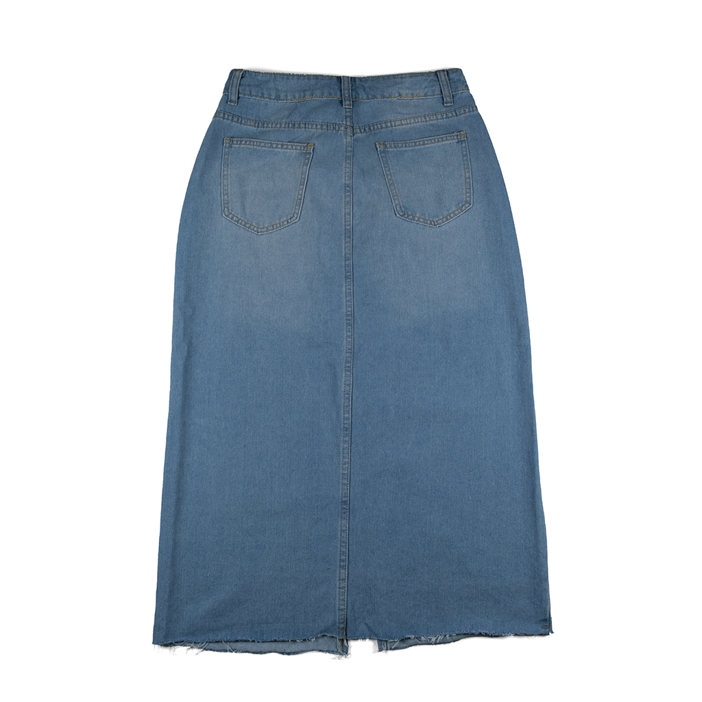 Women's European Style Midi Blue Denim Skirt