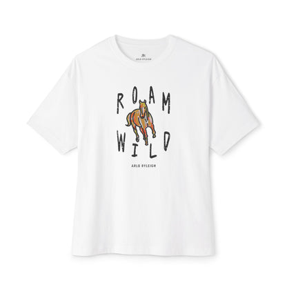 Women's Roam Wild, White - Oversized Boxy Tee