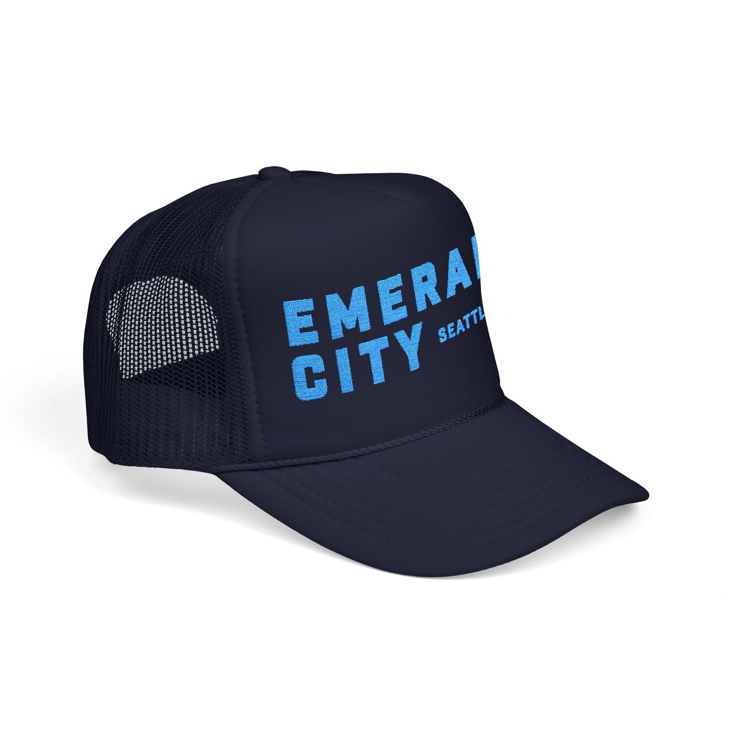 Emerald City Seattle, Navy & Blue - Embroidered Foam Trucker Hat
