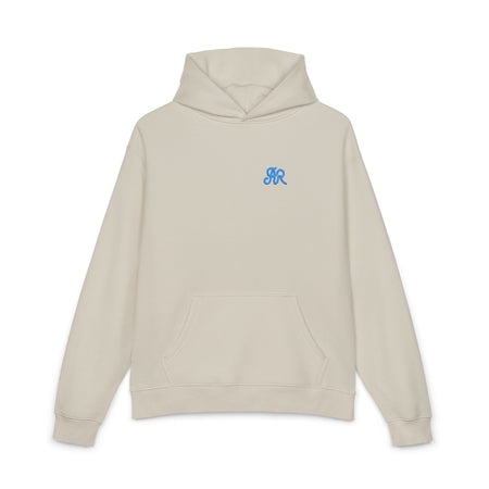 Men's AR Brand Embroidered, Bone & Blue - Oversized Pullover Hoodie