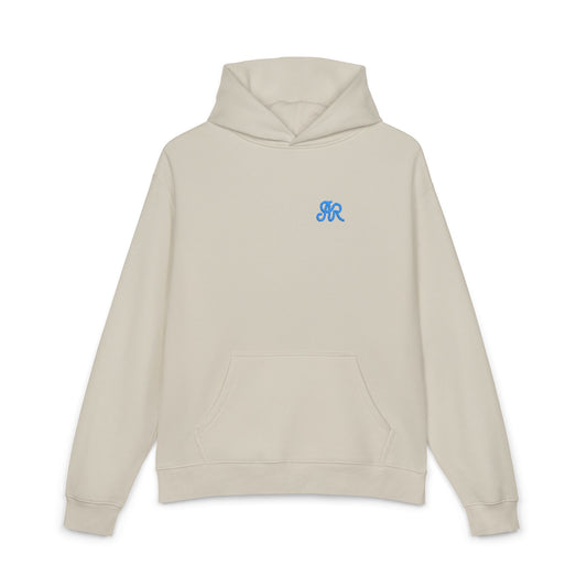 Men's AR Brand Embroidered, Bone & Blue - Oversized Pullover Hoodie