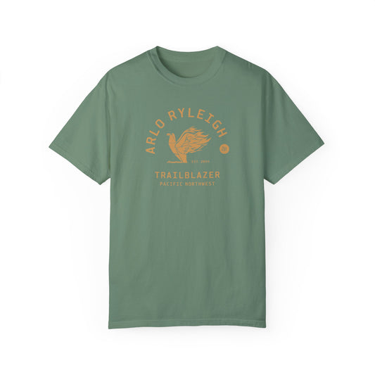 Men's Relaxed Fit, Trailblazer Graphic Tshirt, Moss Green & Soft Gold