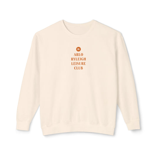 Men's Lightweight Crewneck Sweatshirt, Arlo Ryleigh Leisure Club Front Stack, Ivory & Pumpkin