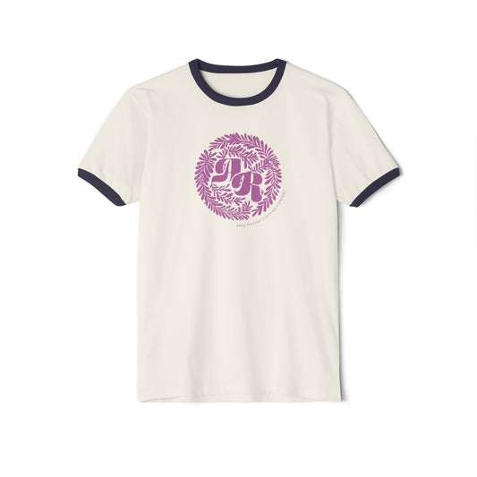 Women's Cotton Ringer Tee, AR Laurel, Ivory & Plum