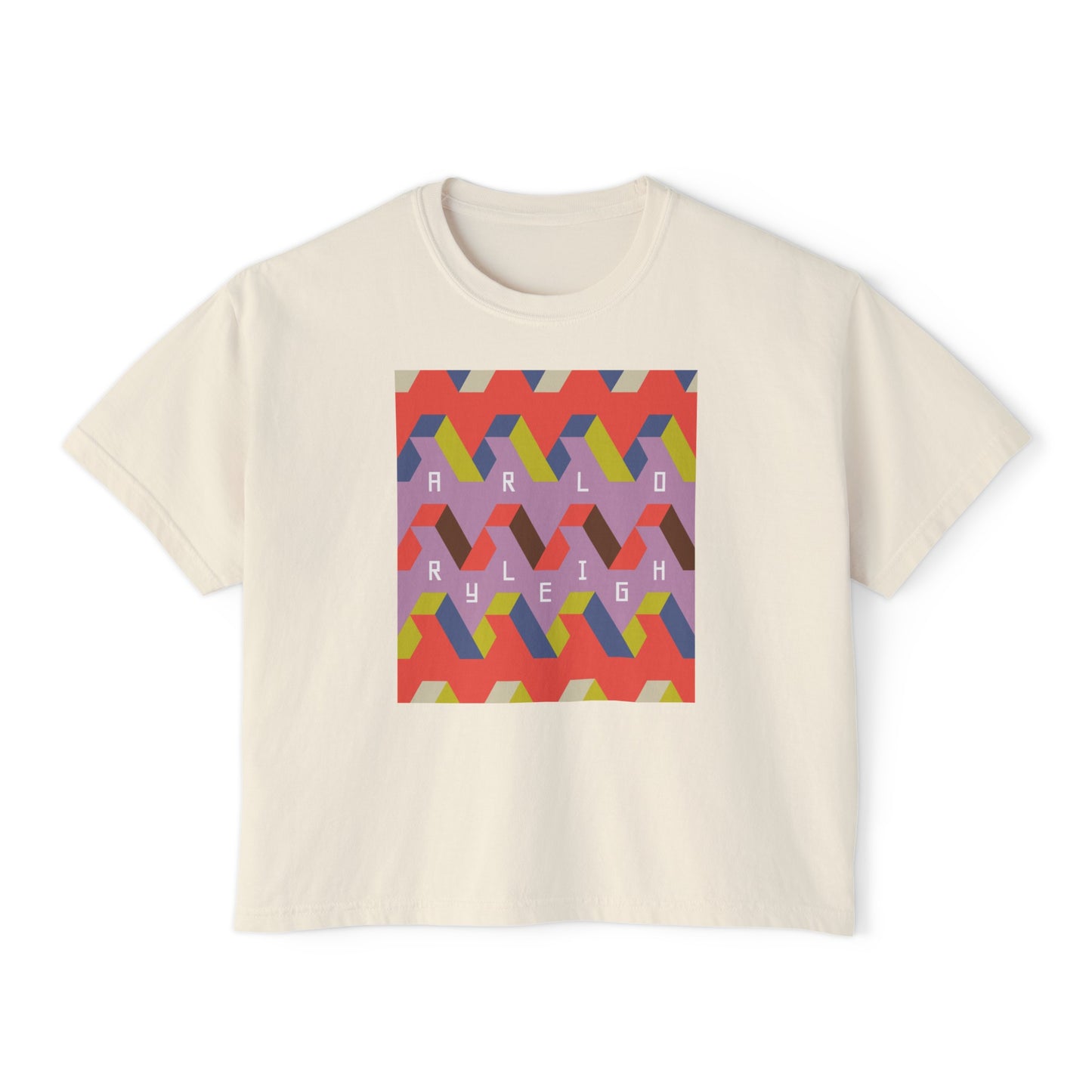 Women's Boxy Tee, Geometric ZigZag, Ivory