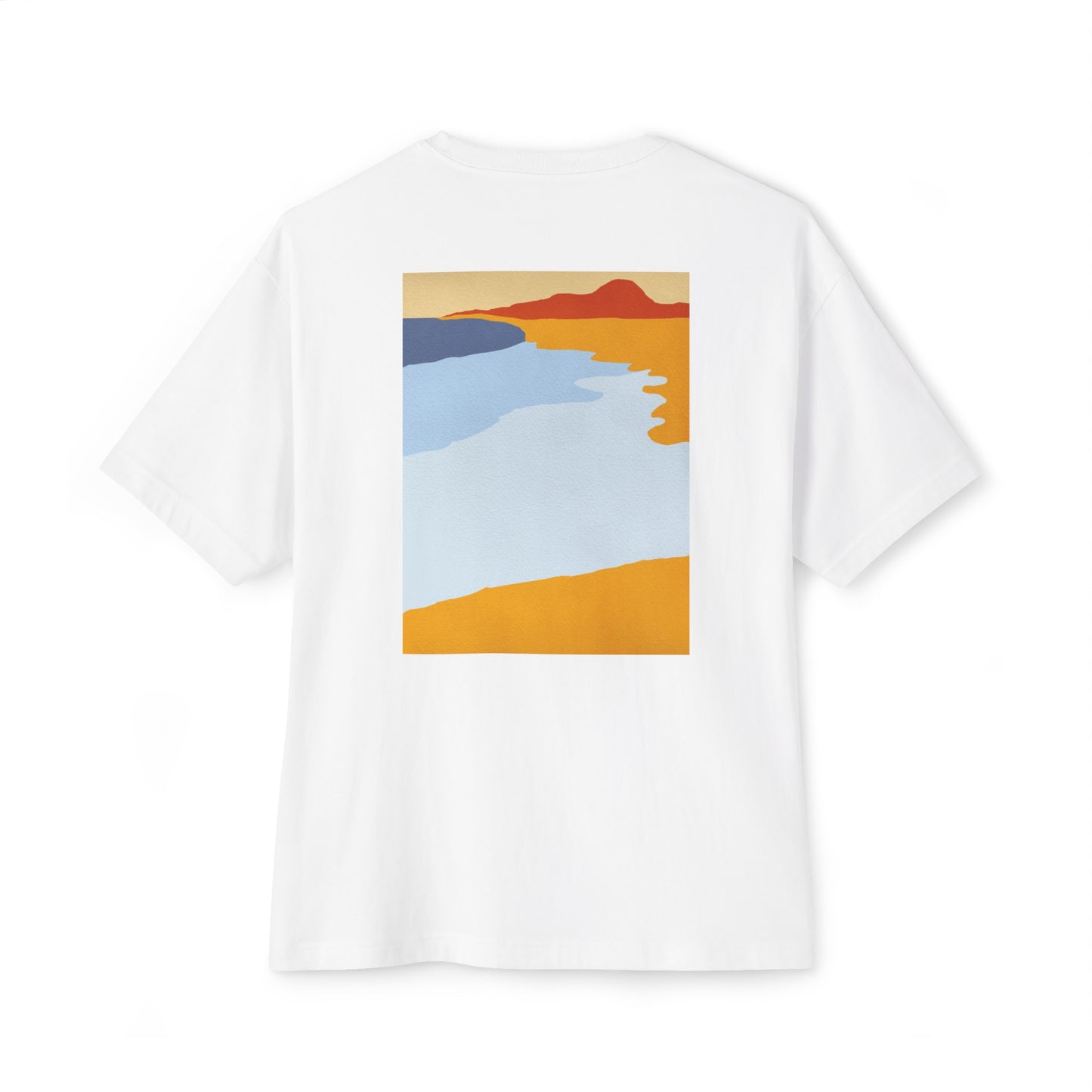 Men's Oversized Boxy Tee, Arlo Ryleigh Leisure Club - Landscape, White