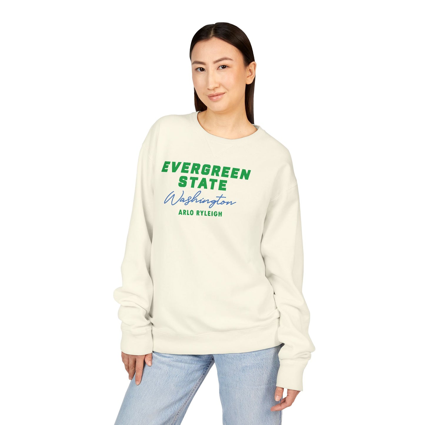 Women's Arlo Ryleigh Evergreen State, Cream - Crewneck Sweatshirt