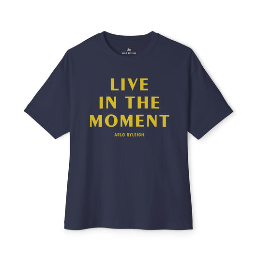 Women's Live in the Moment, Navy - Oversized Boxy Tee