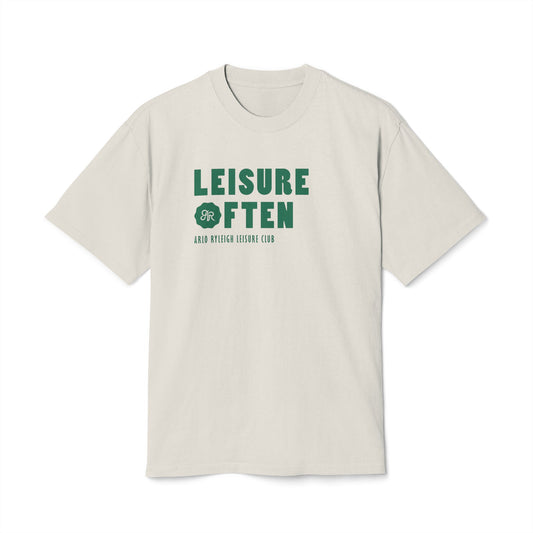 Women's Boxy Oversize Fit - Heavy Faded Tee, Arlo Ryleigh Leisure Club - Leisure Often, Faded Bone & Green