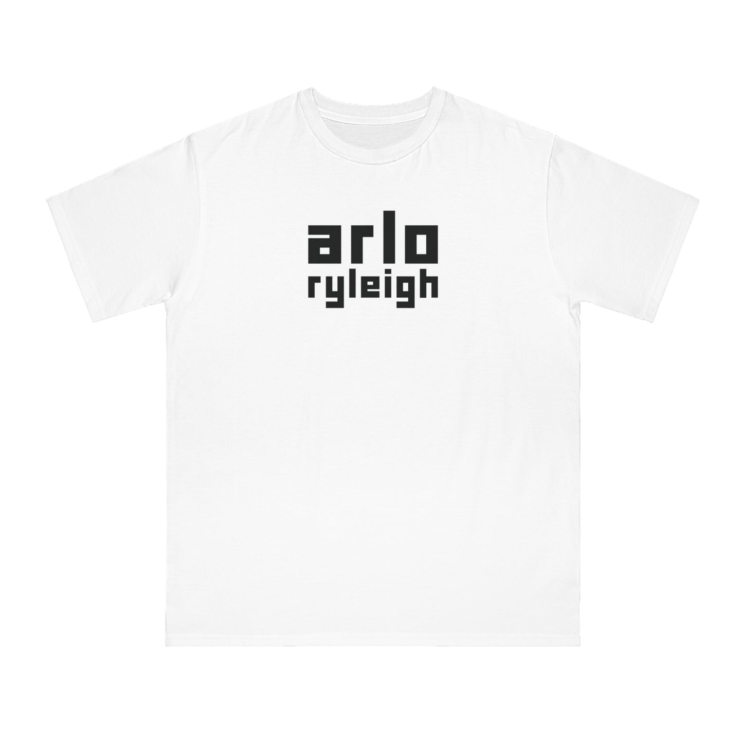 Men's Arlo Ryleigh Block Logo, White - Organic T-Shirt
