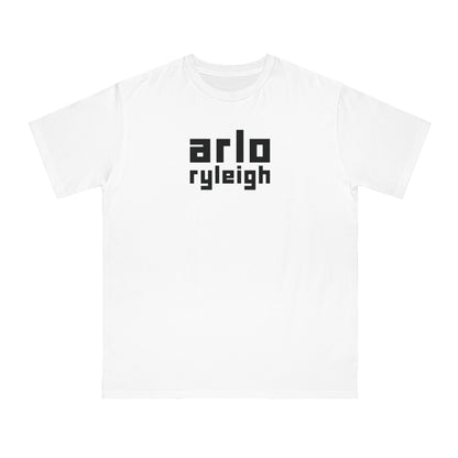 Men's Arlo Ryleigh Block Logo, White - Organic T-Shirt