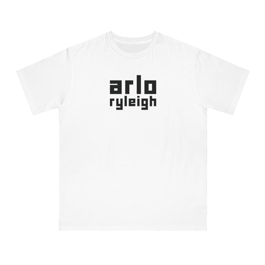 Men's Arlo Ryleigh Block Logo, White - Organic T-Shirt