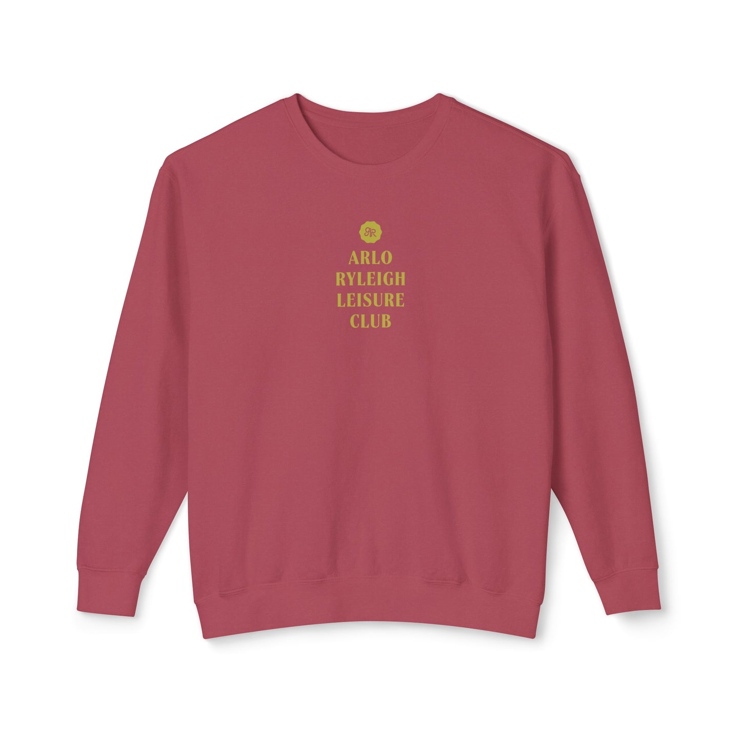 Men's Lightweight Crewneck Sweatshirt,  Arlo Ryleigh Leisure Club Front Stack, Crimson & Olive