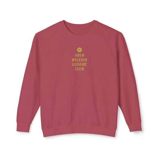 Men's Lightweight Crewneck Sweatshirt,  Arlo Ryleigh Leisure Club Front Stack, Crimson & Olive