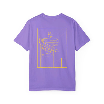 Men's Relaxed Fit, Arlo Ryleigh Leisure Club Hotel Graphic Tshirt, Violet & Banana