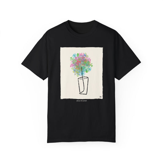 Men's Relaxed Fit, Flowers Vase Graphic Tee, Black