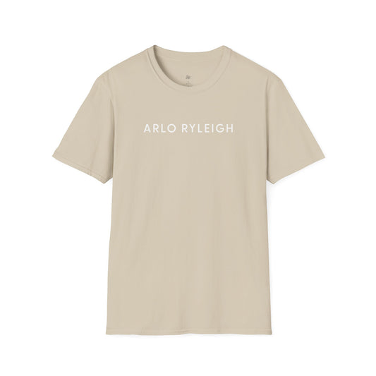 Men's Softstyle Tee, Arlo Ryleigh - Brand Across Graphic, Sand & White