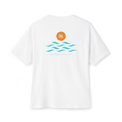 Men's Oversized Boxy Tee, Arlo Ryleigh Leisure Club - Waves Graphic, White