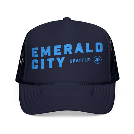Emerald City Seattle, Navy & Blue - Embroidered Foam Trucker Hat