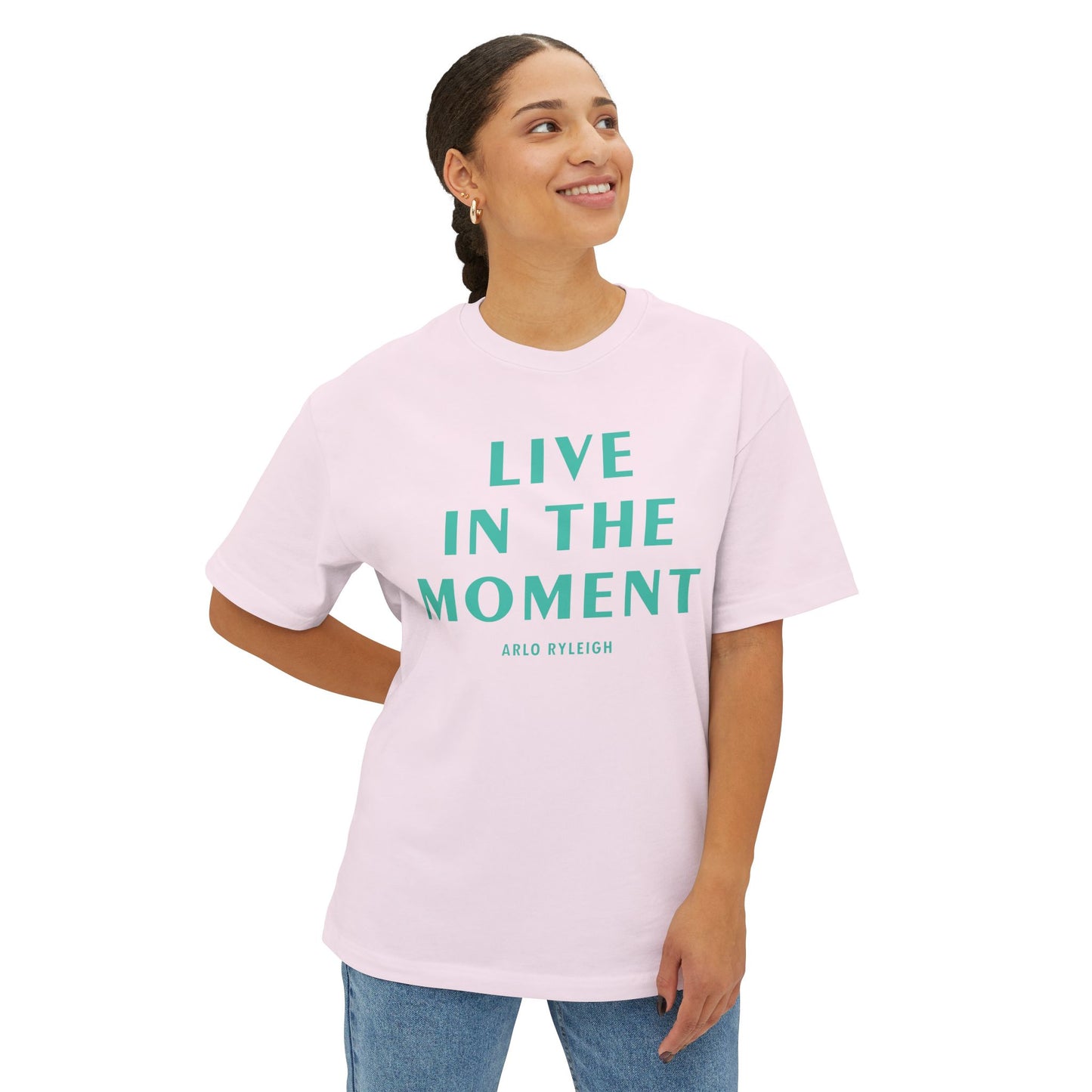 Women's Live in the Moment, Soft Pink - Oversized Boxy Tee