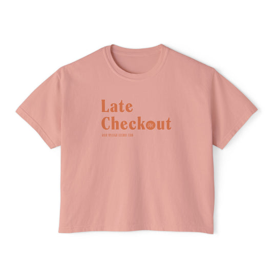 Women's Boxy Tee, Arlo Ryleigh Leisure Club - Late Checkout, Peachy & Taracotta