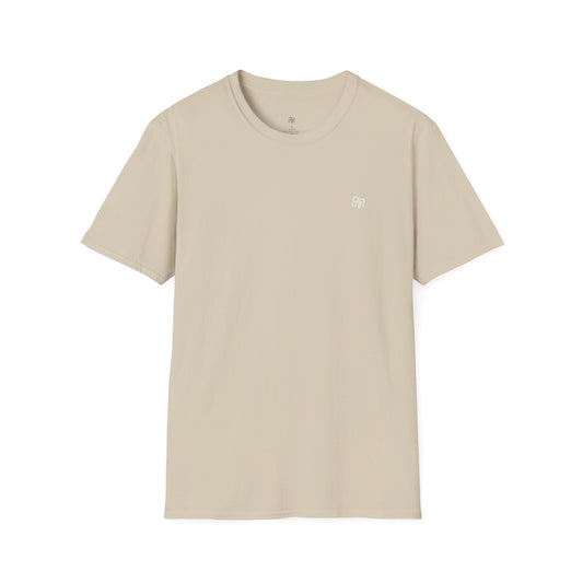 Men's Softstyle Tee, Arlo Ryleigh - Brand Mark Graphic, Sand & White