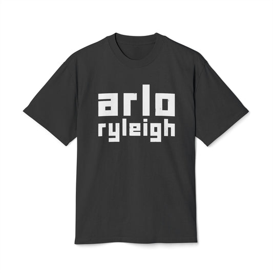 Women's Boxy Oversize Fit - Heavy Faded Tee, Arlo Ryleigh Block Logo, Faded Black & White