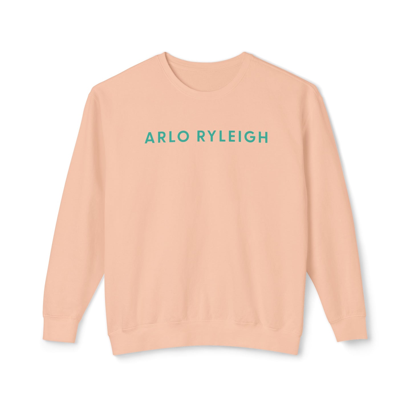 Unisex Lightweight Crewneck Sweatshirt, Arlo Ryleigh - Brand Across Graphic Crew, Peach & Mermaid Green