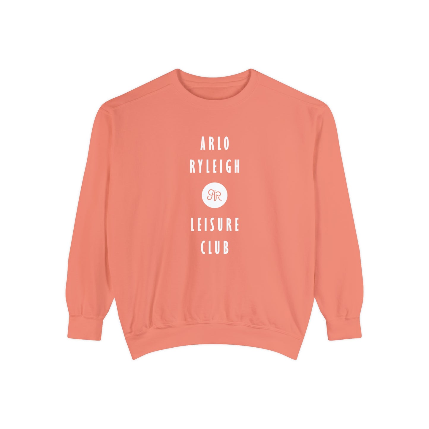 Women's Crewneck Sweatshirt, Arlo Ryleigh Leisure Club Logo Stack, Terracotta