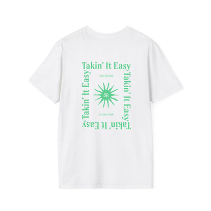 Men's Softstyle Tee, Arlo Ryleigh Leisure Club - Takin It Easy Frame Graphic, White & Easy Green