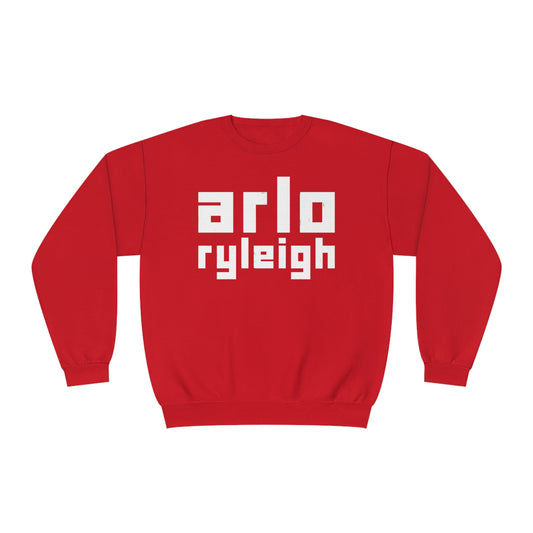 Unisex Crew Neck Sweatshirt, Arlo Ryleigh Block Logo, True Red & White