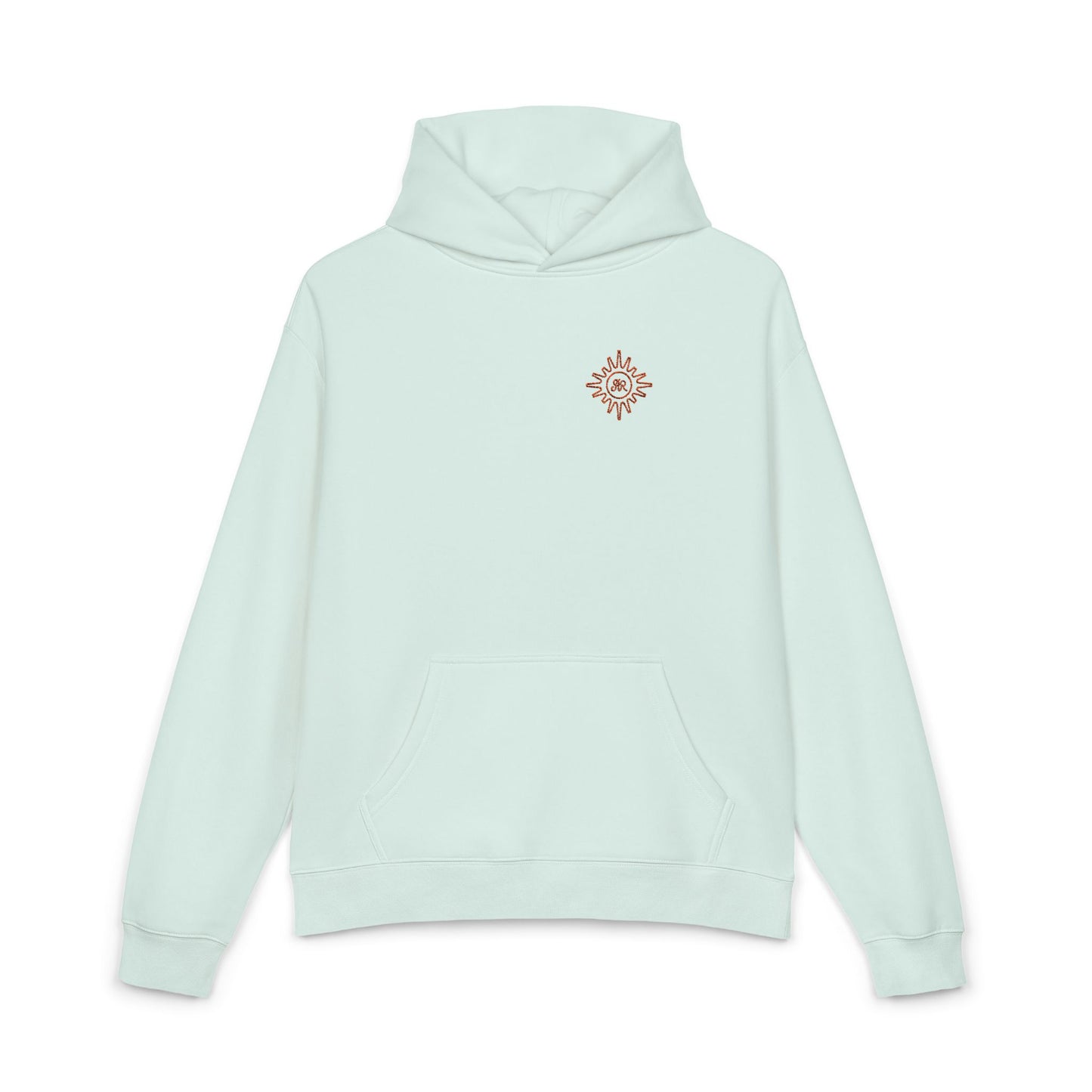 Women's AR Sun Embroidered, Seafoam & Orange - Oversized Pullover Hoodie