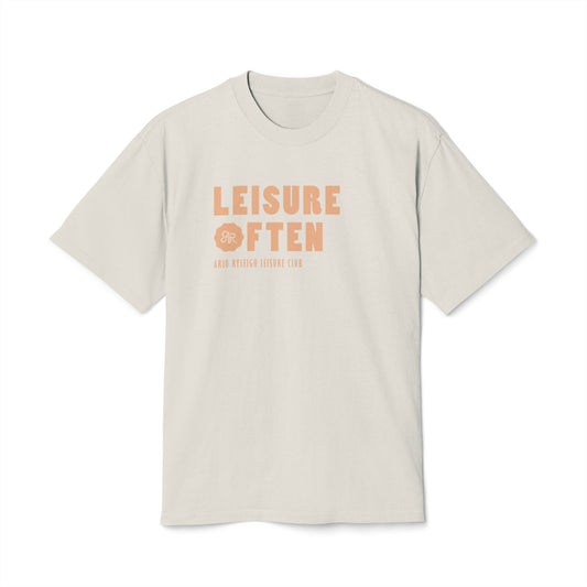 Women's Boxy Oversize Fit - Heavy Faded Tee, Arlo Ryleigh Leisure Club - Leisure Often, Faded Bone & Peach