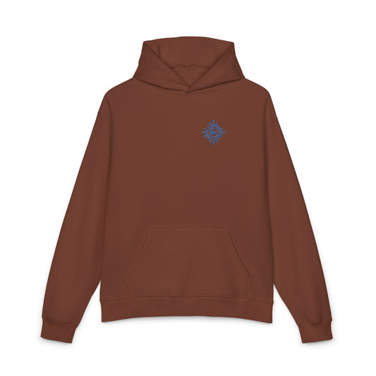Women's AR Sun Embroidered, Clay & Light Blue - Oversized Pullover Hoodie