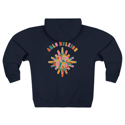 Women's AR Sunburst Stained Glass Zipped Hoodie, Navy
