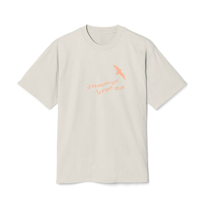 Women's Boxy Oversize Fit - Heavy Faded Tee, Summer Breeze Graphic, Faded Bone & Peach