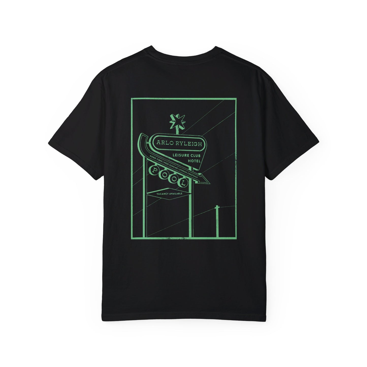 Men's Relaxed Fit, Arlo Ryleigh Leisure Club Hotel Graphic Tshirt, Black & Green