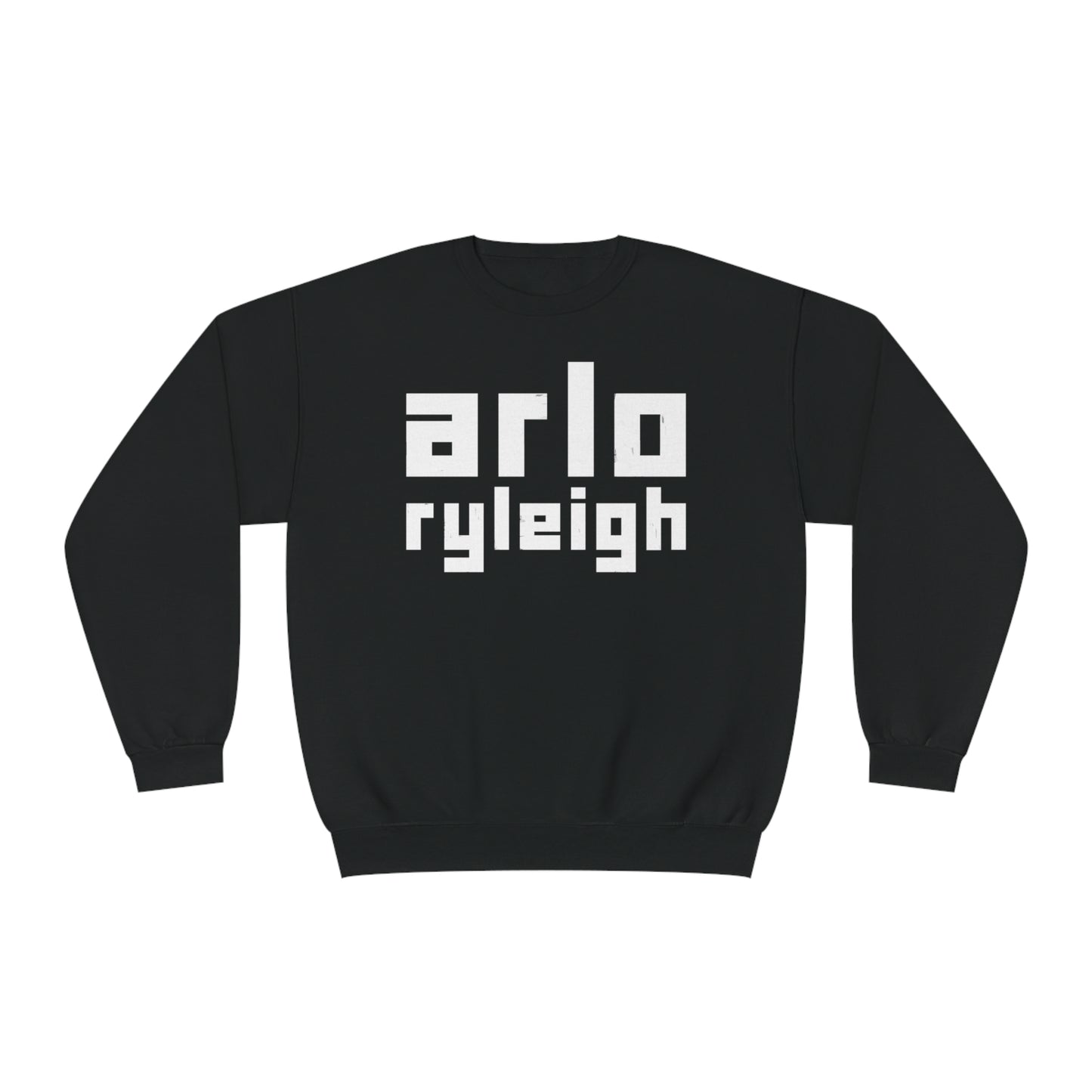 Unisex Crew Neck Sweatshirt, Arlo Ryleigh Block Logo, Black & White