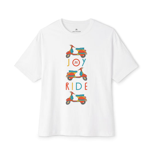 Women's Joy Ride, White - Oversized Boxy Tee
