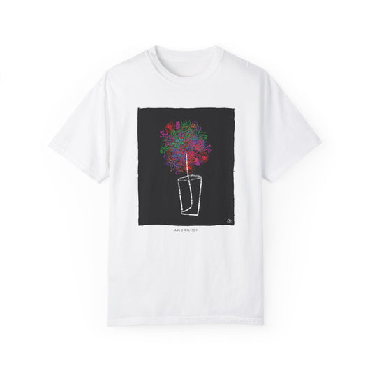 Men's Relaxed Fit, Flowers Vase Graphic Tee, Flower White