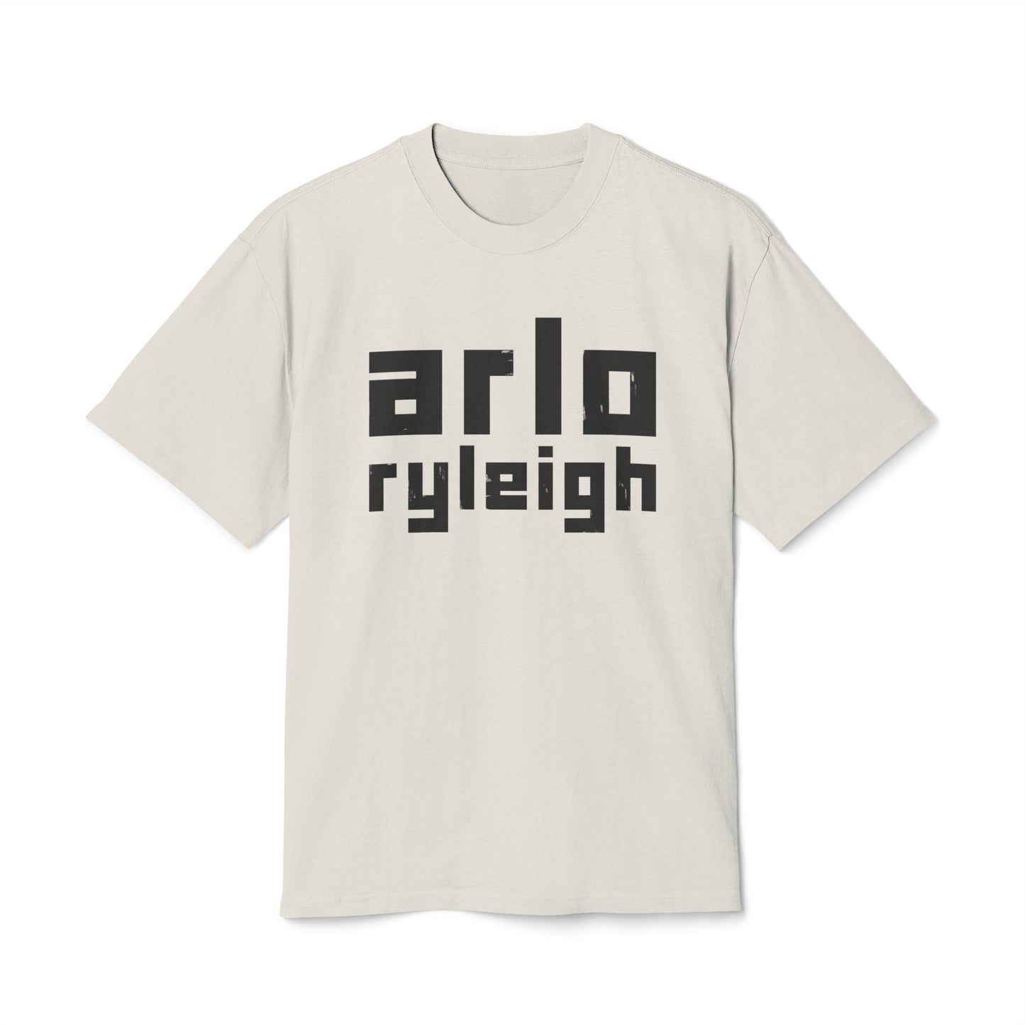 Women's Boxy Oversize Fit - Heavy Faded Tee, Arlo Ryleigh Block Logo, Faded Bone & Black