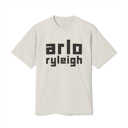 Women's Boxy Oversize Fit - Heavy Faded Tee, Arlo Ryleigh Block Logo, Faded Bone & Black