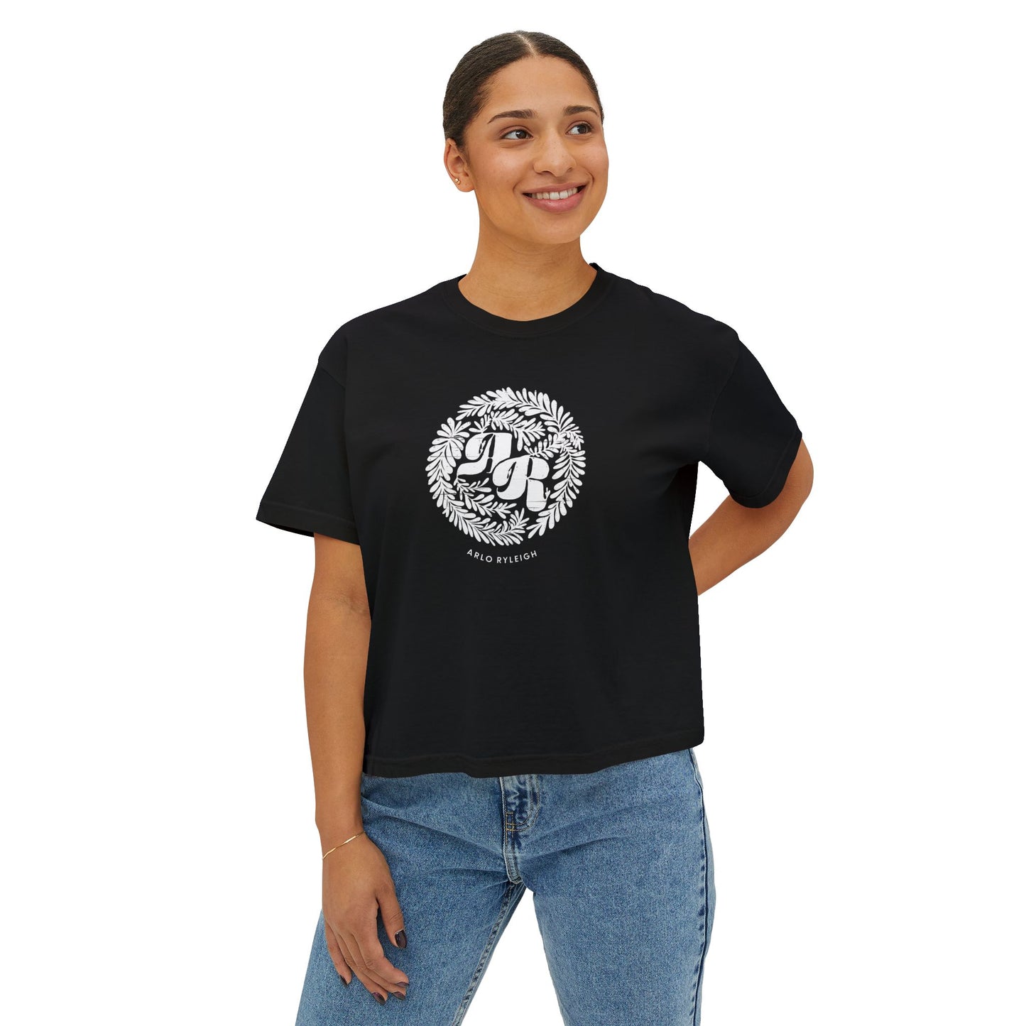 Women's AR Laurel Wreath, Black - Boxy Tee