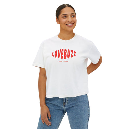 Women's LoveBuzz, White - Crop Boxy Tee