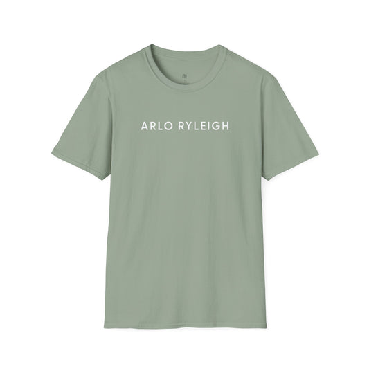 Men's Softstyle Tee, Arlo Ryleigh - Brand Across Graphic, Saga & White