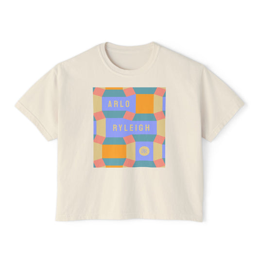 Women's Boxy Tee, Geometric Cube, Ivory